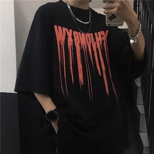 Summer Cartoon Fashion Boyes Short-sleeved School Students Male White Black Fashion New Boys Men Loose Casual T-shirt