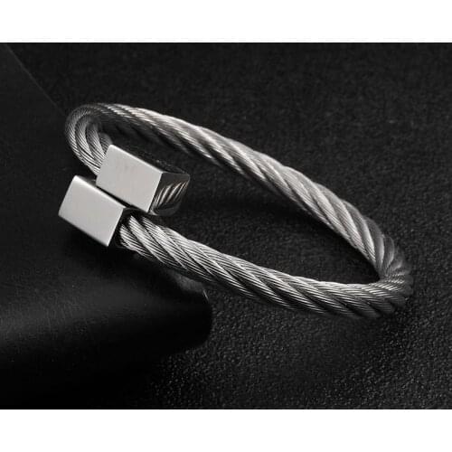 Vintage Mesh Surface Male Charm Sporty Bracelets pulsera Trenty Square Stainless Steel Open Men Women Cuff Bangles