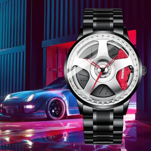 NEKTOM Mens Watches Waterproof Wheel Watch Car Rim Watch Quartz Mens Sports Watches For Men Clock Relogio Masculino Volks Car