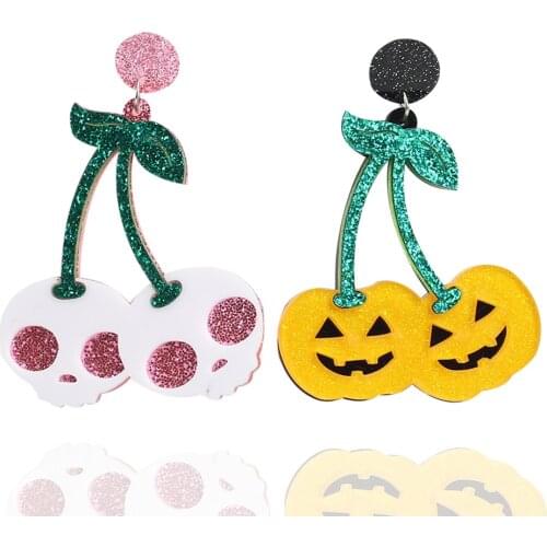 New Halloween Funny Acrylic Hand Skull Skeleton Dangle Earrings for Women Girls Print Hanging Long Earrings Punk Party Jewelry