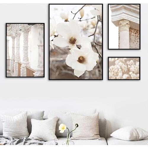 Magnolia Plant Grass Beach Morocco Corridor Nordic Posters And Prints Wall Art Canvas Painting Pictures For Living Room Decor