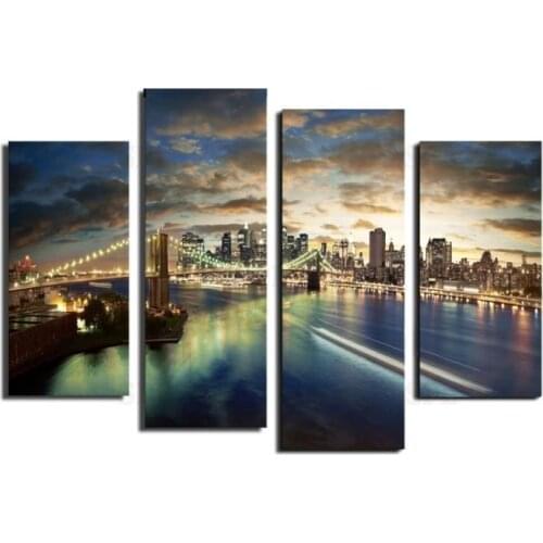 Buy 4 pieces Pont Grand Painting on canvas for room Modern Wall Art Image Interior decoration for living room