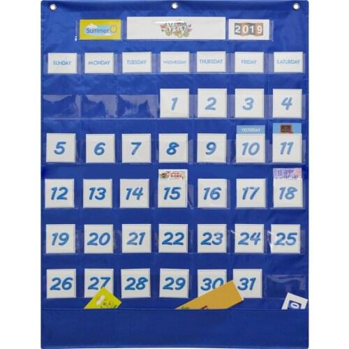 School Classroom Calendar Pocket Chart 25.75*33.75in Wall Calendar & Weather Chart with 117 Cards Teaching Tool Supplies