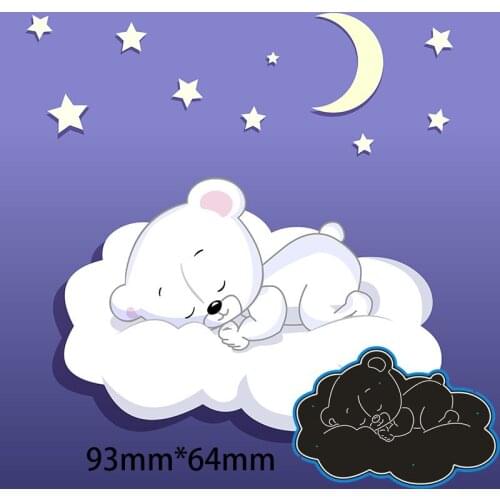 93*64mm SLEEPING LITTLE SNOW BEAR Metal Cutting Dies and Stamps Stencil for DIY Scrapbooking Photo Album Embossing Paper Card