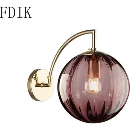 Modern Round Glass Ball Wall Lights Simple Sconce Led Wall Lamp for Home Bedroom Living Room Corridor Loft Decor Light Fixtures