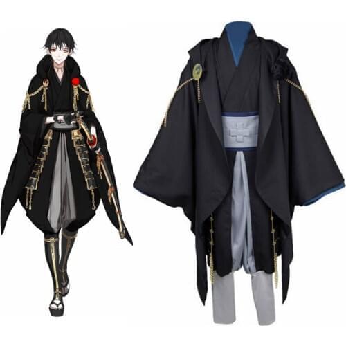 Unisex Anime Cos KATSUGEKI/TOUKEN RANBU Black Tsurumaru Kuninaga Cosplay Costumes Suit Sets kimono wafuku