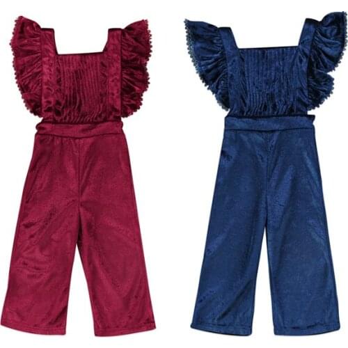 Toddler Kids Girls Velvet Bib Pants Backless Romper Jumpsuit Outfit Clothes