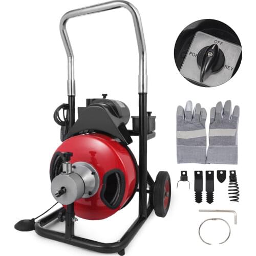 VEVOR Electric Drain Auger 50 Feet by 1/2 Inch with Foot Switch Sewer Snake Drill for 1 to 4 Inch Pipes Drain Auger Cleaner