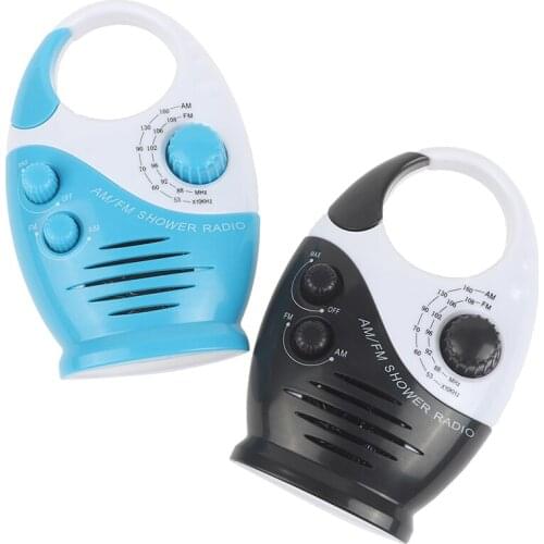 Waterproof Portable FM AM Radio Shower Music Hanging Radio Suit Bathroom Bath Cabin Black Powerful Hi-Fi Speakers Radio Operated