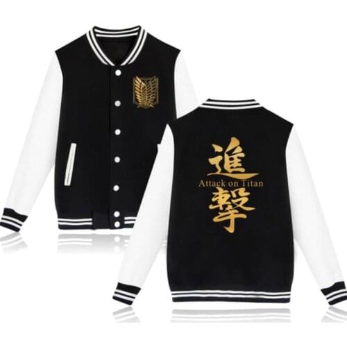 Japan Anime Attack on Titan College Baseball Jackets Moletom Masculino Shingeki no Kyojin Legion Fleece Men Hoodies Sweatshirts