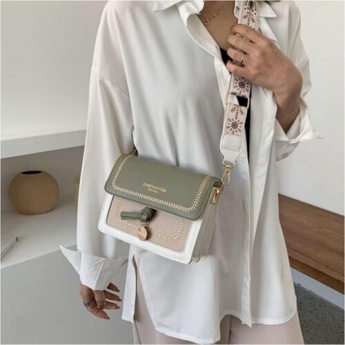 2021 New Trend Color Contrast Female Bag Double Shoulder Strap Double Shoulder Strap Fashionable One-shoulder Messenger Bag