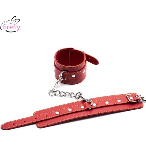 1 Pair PU Leather BDSM Red Handcuffs AnkleCuffs For Couples Sex Toys Adult Games Bondage Women Fetish Erotic Slave Accessories