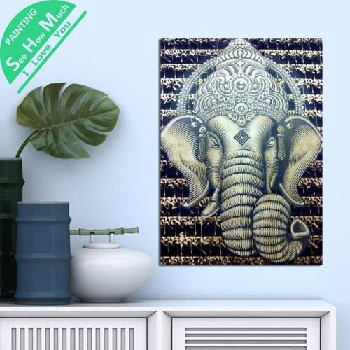 1 Piece Ganesha God Buddha Face HD Printed Canvas Wall Art Posters and Prints Poster Painting Framed Artwork Room Decoration