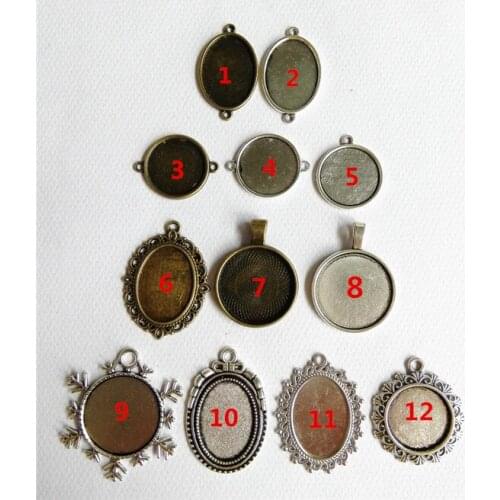 10pcs/lot Ancient silver 2cm 2.5cm 1.8*2.5cm inner size cabochon base setting Connector 2cm 2.5cm 1.8*2.5cm pendant tray