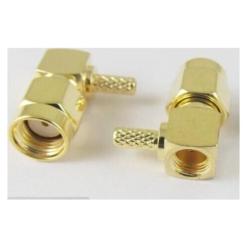 100pcs RP-SMA Male Jack Female Pin Center Right Angle Crimp RG174 RG316 RF Connectors