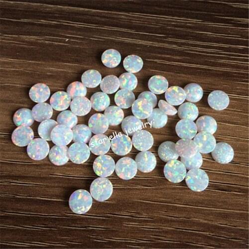 100pcs/lot 6MM OP10 Pink Synthetic Opal Round Flat Back Loose Cabochon Opalo Round Cabochon