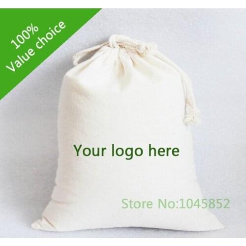 1000 PCS/Lot W20*H30CM Custom Made Cotton Drawstring Gift bags Small Dust Bag Packaging Bags For Storage With One color Logo