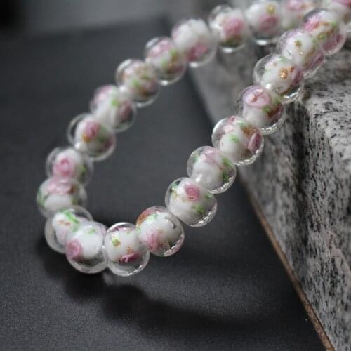 20Pieces/Lot 10mm*8mm Lampwork Glass Beads Flower Abacus Beads White Color for jewelry making