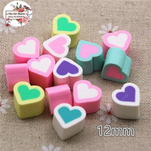 20PCS polymer clay heart candy multicolor Flatback Cabochon Miniature Food Art Supply Decoden Charm Craft 23x30mm