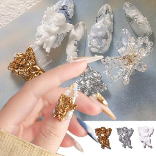 Nail Art Accessories Baroque Relief Style Angel Baby Flat Resin Cartoon 3D Fingernail DIY Decoration New 20/50pcs
