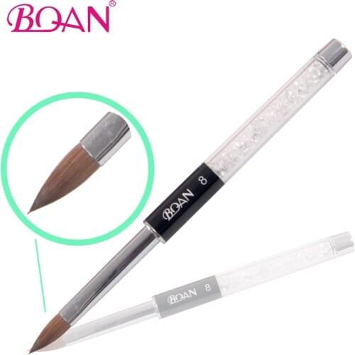 BQAN 10 Pcs 8# New Developed Crystal Nail Brush Black Acrylic Art Brush Kolinsky Sable for Diamond Brushes