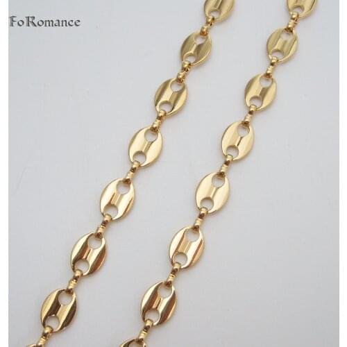 MEN YELLOW GOLD GP COFFEE BEAN LINK CHAIN 24" NECKLACE WIDTH 8MM 0.31" CAN BE ADJUSTED GREAT GIFT HIGH QUALITY