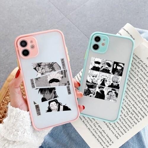 Cartoon Anime Jujutsu Kaisen Phone Case For iPhone 12 Pro MAX 11 X XS XR SE20 7 8 Plus Satoru Gojo Clear Hard Cover Matte Coque