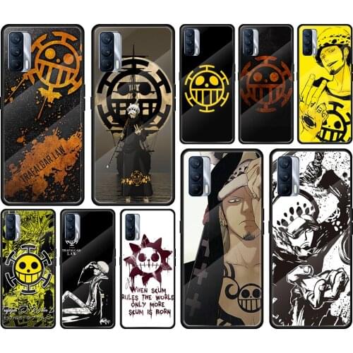 Anime Trafalgar Law Sign Tempered Glass Cover For Realme 7 7i XT C3 6 5 Pro for OPPO A9 2020 A52 Find X2 Lite Phone Case