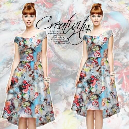 Digital printing silk organza satin fabric crisp dress silk organza fabric breathable silk fabric for dress wholesale silk cloth