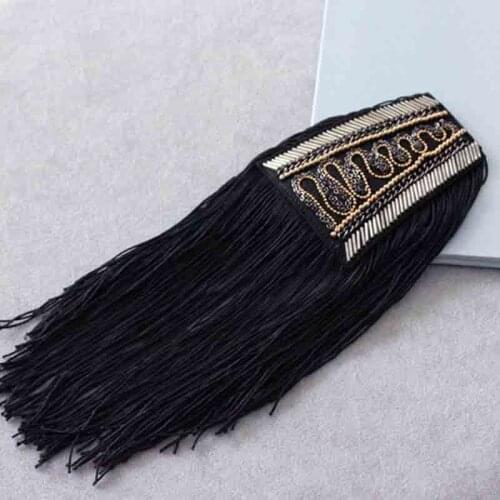 DIY one piece breastpin tassels shoulder board Epaulet metal patches for clothing QR-2579