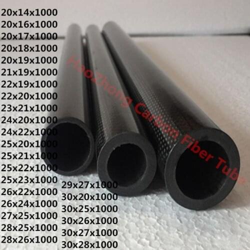 Length1000mm OD20mm 21mm 22mm 23mm 24mm 25mm 26mm 27mm 28mm 29mm 30mm High Quality 3K Carbon Fiber Fabric Wound Tube