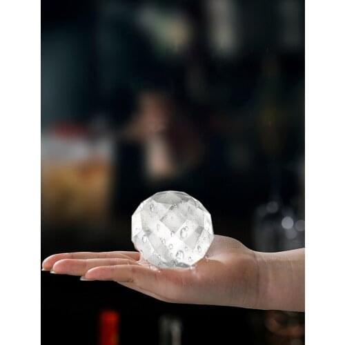 3D Ice Cube Maker Mold Round Silicone Ball Tray Hockey Whiskey Cocktail With Unique Rhombus Design