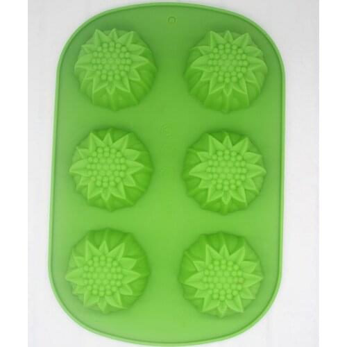 6 even hole sunflower sun Yang flower silica gel cake mold hand-made baking mold moon cake mold