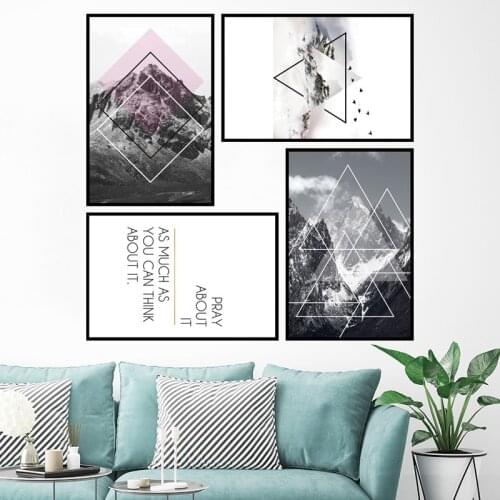 Geometry Mountain Wall Decal Modern Abstract Home Decoration Wall Sticker For Living Room Bedroom Self Adhesive Stickers