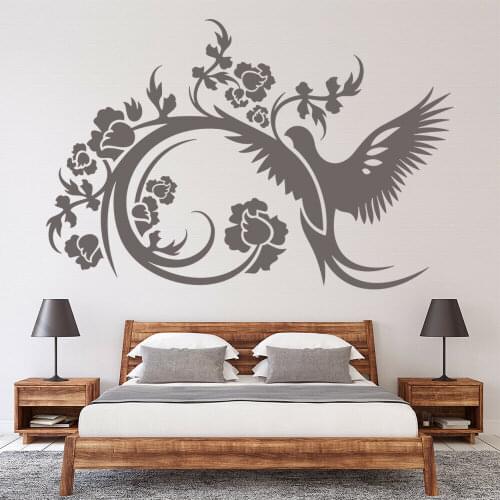 Pigeon And Flowers Wall Decal Birds Flower Beautiful Art Mural Door Window Vinyl Stickers Bedroom Living Room Home Decor Q092