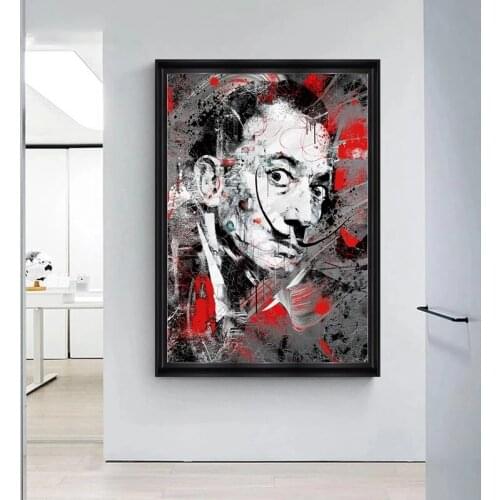 Graffiti Art Salvador Dali Portrait Wall Paintings Canvas Posters and Prints Picture for Living Room Home Decoration Cuadros