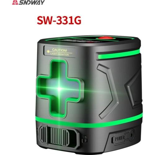 SNDWAY laser level 2 line vertical level measuring tool rechargeable battery green light level SW-331G