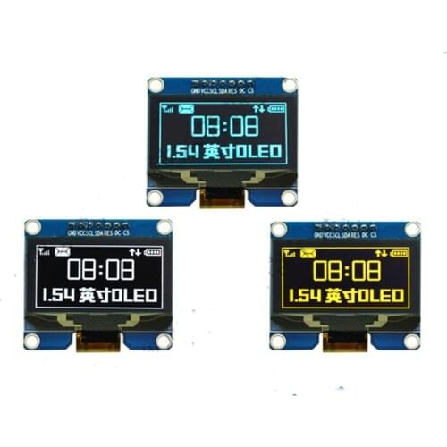 IPS 1.54 inch 7PIN SPI White/Yellow/Blue PM OLED Screen with Adapter Board SSD1309 SPD0301 Drive IC 3.3V 128*64