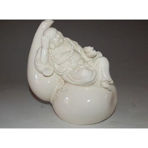 Delicate Chinese Dehua White Porcelain Statue --- Buddha On Gourd
