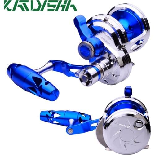KATYUSHA Aluminum Jigging Reel Max Drag 40kg-88LB CNC Machined 2-Speed Lever 5.7:1/3.0:1 Sea Boat Fishing Reel Jig Trolling Reel