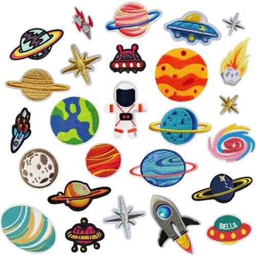Universe Planet Iron-on Transfers for Clothing Patches on Clothes Fusible Patch Clorhing Stickers Embroidery Cute Patch
