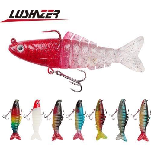 LUSHAZER Soft lure Soft Bait Wobblers Fishing Lures Silicone 8.5cm/17g Lead Head Jig Fish T Tail Sea Bass Lure Fishing Tackle