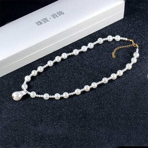Liemjee Fashion Personality Party Jewelry Beads Pearls Irregular Necklace For Women Feature Namour Charm Gift All Seasons