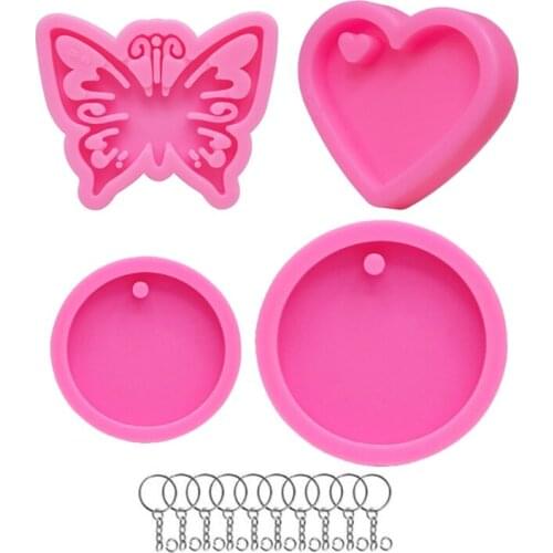 MXME Round Pet Hanging Sign Epoxy Resin Mold Butterfly Keychain Silicone Mould DIY Crafts Jewelry Pendant Casting Tool