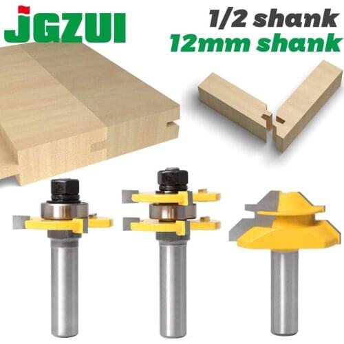 Tongue and Groove Router Bit Tool Set ½'' Shank With 45° Lock Miter Bit ½'' 12mm Shank - Solid Steel, Anti Kickback Design