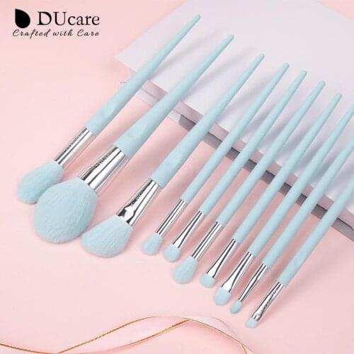 DUcare Blue 10Pcs Makeup Brushes Set High Quality Synthetic Hair Eyebrow Eye shadow Concealer Powder Contour Face Make up Brush