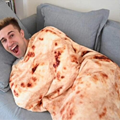 Burrito Blanket Soft Burrito Print Yellow Soft Flannel Burrito Blanket for Home