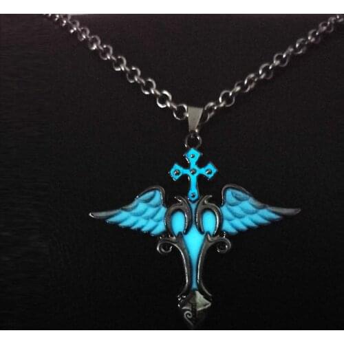 Punk luminous wing pendant necklace retro glowing necklace YM0909