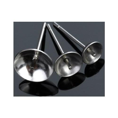 100pcs/lot Stainless Steel Blank Post Earring Studs Base Pins With Earring Plug Findings Ear Back For DIY Jewelry Making fdg4s