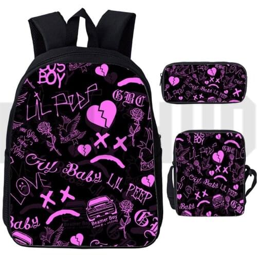 Hip Hop Lil Peep Bag 3D Print Schoolbags Rapper Backpack Men Women 3 Pcs/Set Anime School Bags for Teenager Laptop Book Bag